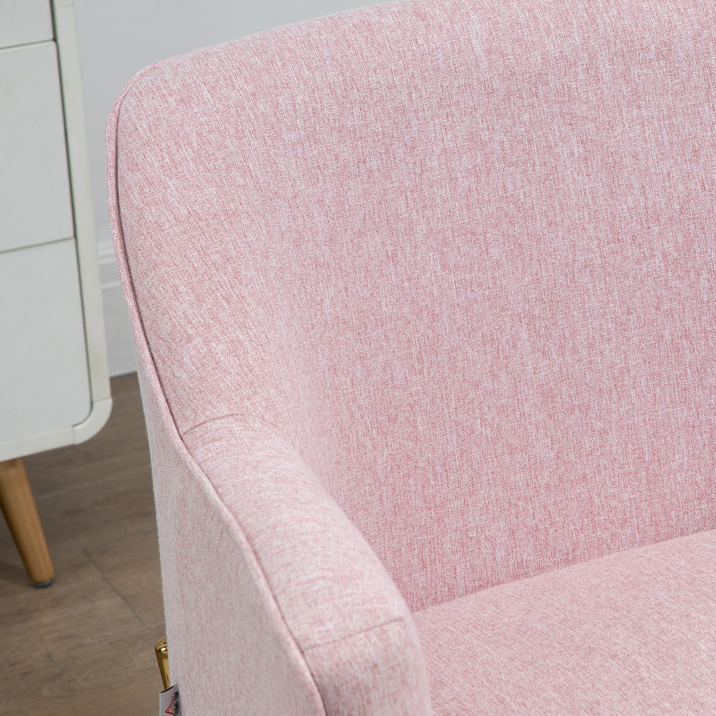 HOMCOM Accent Chair, Living Room Armchair, Vanity Chair with Gold Plating Metal Legs and Soft Padded Seat for Bedroom and Café, Set of 2, Pink