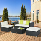 Outsunny White Rattan Garden Furniture 4-Seater Outdoor Sofa Set with Coffee Table - White