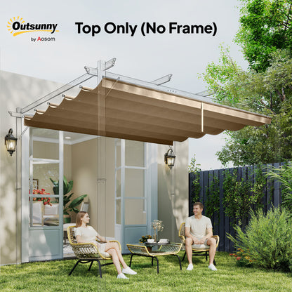 Outsunny Retractable Pergola Cover, 2.55 x 2.5 m Replacement Canopy Fabric for 3 x 3 m Frame, Roof Top Only, Tan