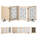 PawHut 4 Panel Freestanding Pet Gate, Indoor Dog Barrier with Lockable Door, Support Feet, 360° Flexible Hinges, Oak