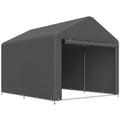 Outsunny 6.6 x 7.8ft Outdoor Garden Storage Shed, Waterproof Bike Tent with Roll-up Zipper Door, Galvanised Metal Frame, Portable Shed Shelter Carport for Motorcycle Garden Tools, Dark Grey