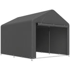 Outsunny 6.6 x 7.8ft Outdoor Garden Storage Shed, Waterproof Bike Tent with Roll-up Zipper Door, Galvanised Metal Frame, Portable Shed Shelter Carport for Motorcycle Garden Tools, Dark Grey