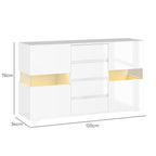 HOMCOM LED Light Sideboard - High Gloss White