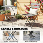Outsunny Folding Garden Bistro Set, Outdoor Round Bistro Table and Chairs Set 2 with Electrophoresis Metal Frame, Grey