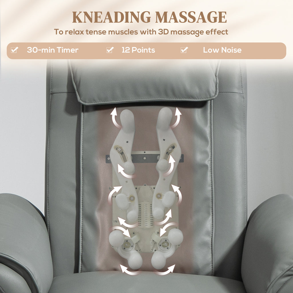 HOMCOM Kneading Faux Leather Electric Massage Recliner - Grey