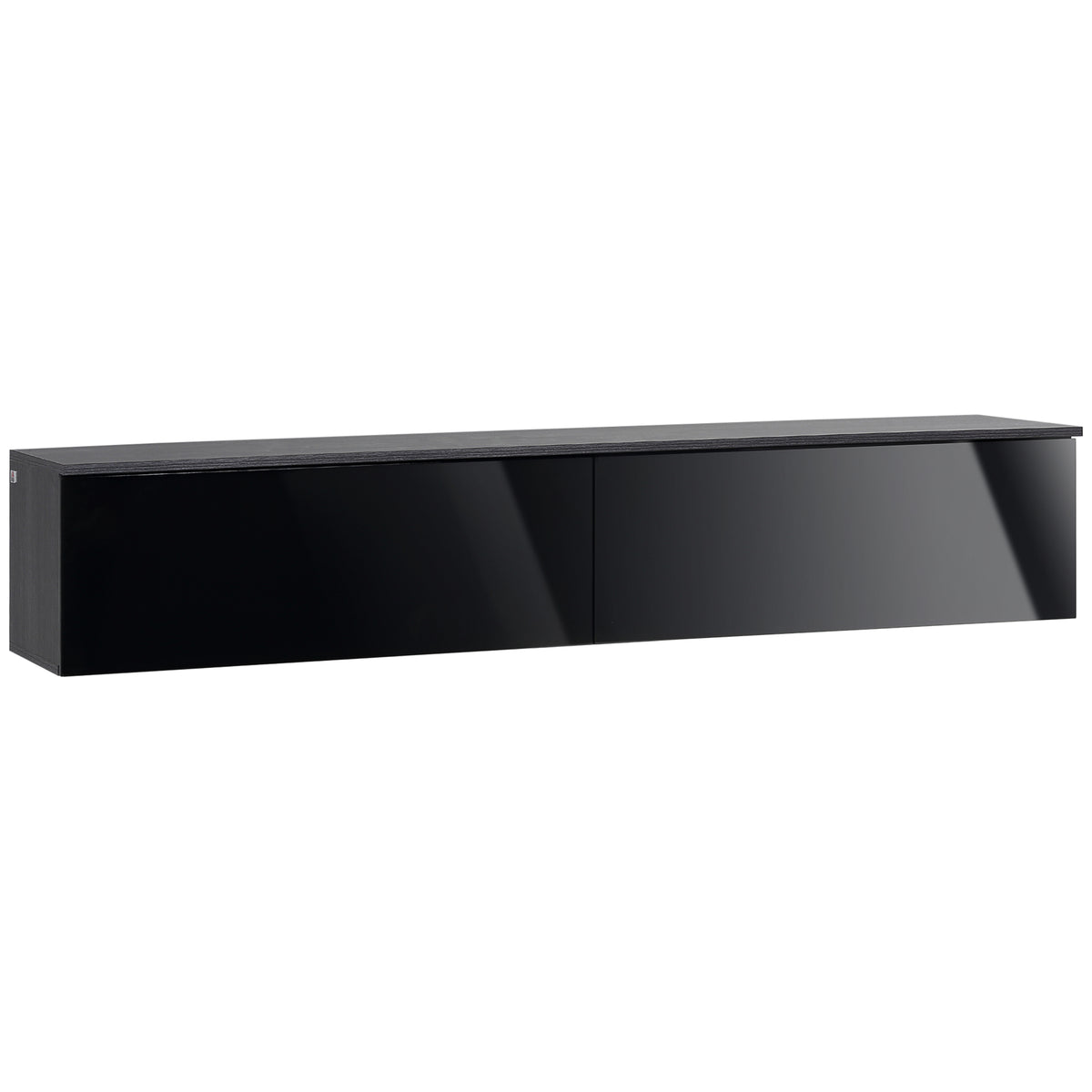 160cm High Gloss Floating TV Unit Stand for TVs up to 70", Wall Mounted TV Cabinet with Storage Cupboards, Grey and Black