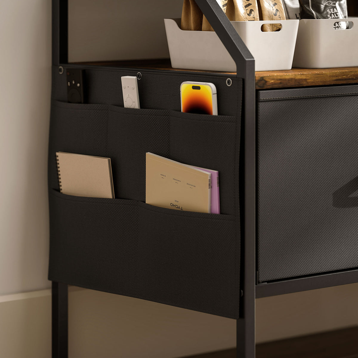 Industrial-Style TV Stand Cabinet - Brown