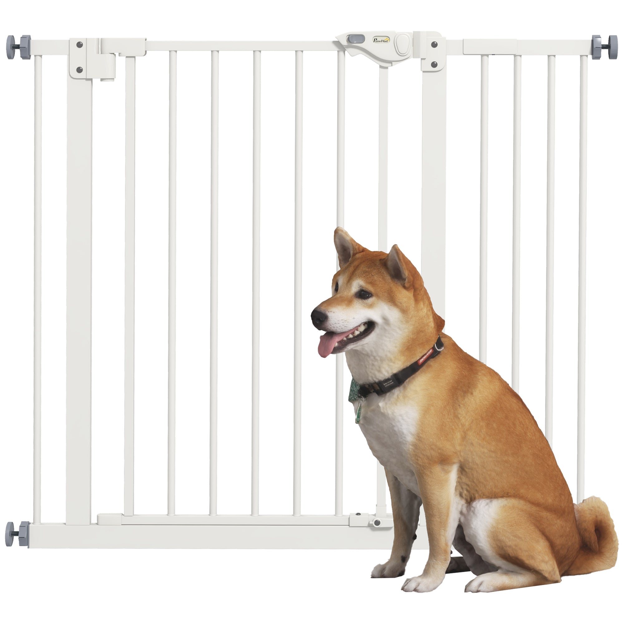 PawHut Adjustable Safety Gate w/ One Extensions, Four Adjustable Screws, White