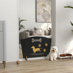 PawHut Wooden Dog Stopper, Dog Barrier with Support Feet, for Stair, Patio, Very Easy Setup, Black, 75 x 51 cm