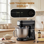 Stand Mixer, 6L 1400W Tilt-Head Food Mixer with 11 Speeds, Pulse & Fermentation Function, LED Display, Black