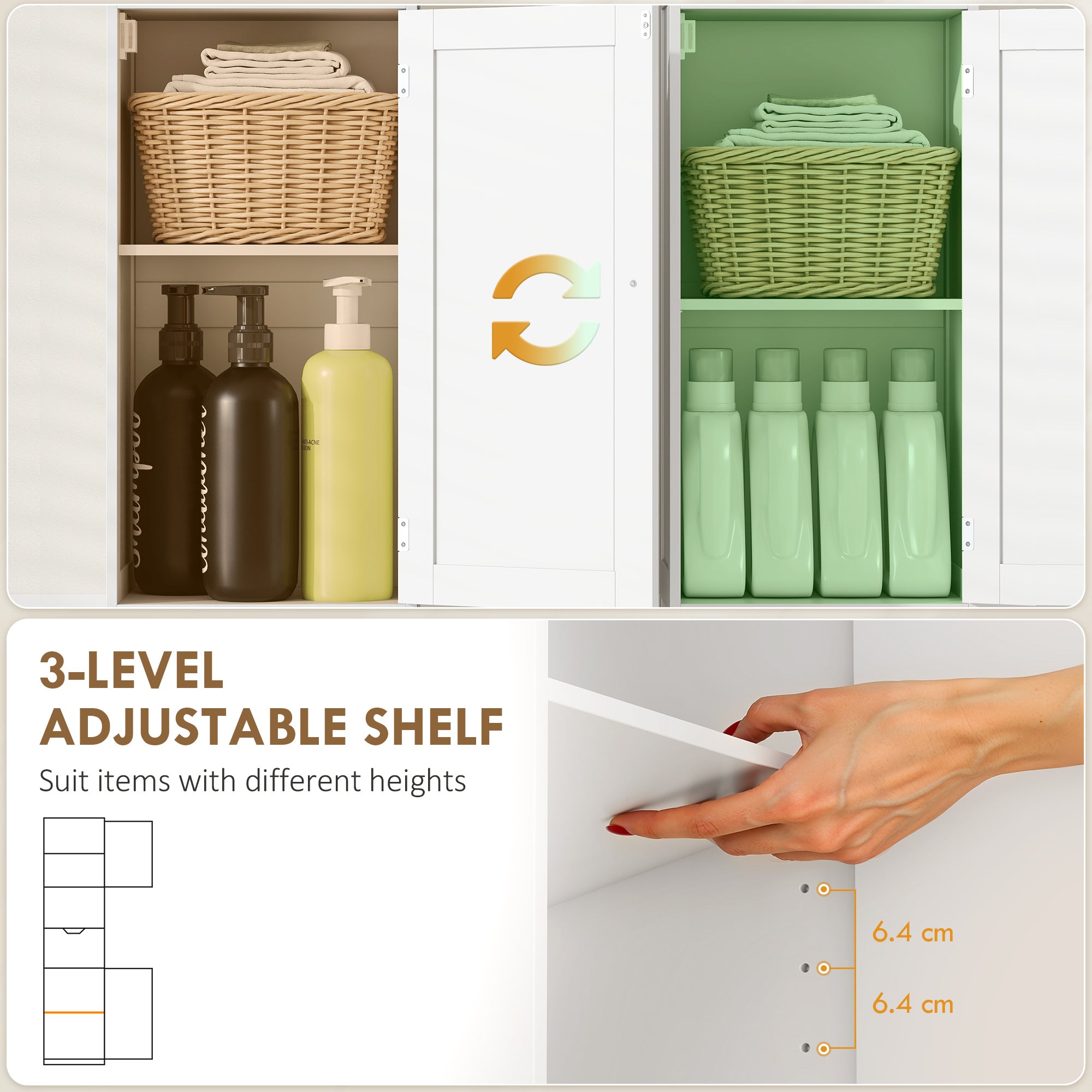 HOMCOM Slim Bathroom Storage Cabinet, with Sensor Lights - White