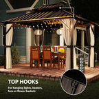 Outsunny 3x3.6 m Hardtop Gazebo Canopy with UPF50+ Double Galvanised Steel Roof, Brown