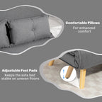 HOMCOM Two-Seater Linen-Look Sofa Bed - Grey
