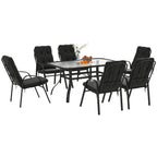 Outsunny Seven-Piece Garden Dining Set with Cushions - Black
