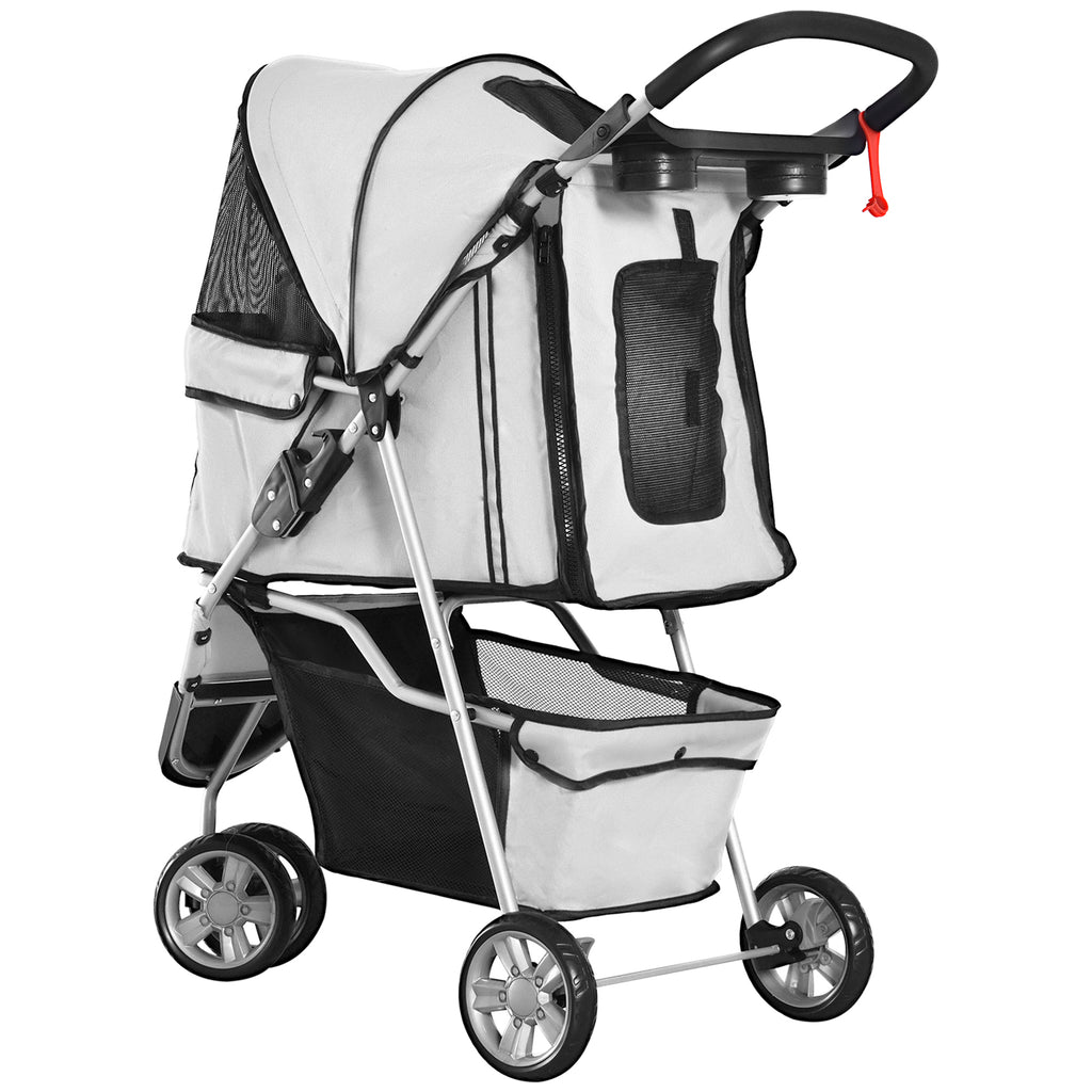 PawHut 3 Wheel Pet Stroller for Small and Miniature Dogs, Grey