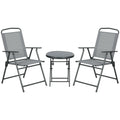 Outsunny Three-Piece Garden Seat Set, with Glass-Top Table - Light Grey