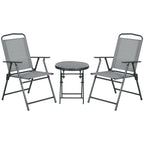 Outsunny Three-Piece Garden Seat Set, with Glass-Top Table - Light Grey