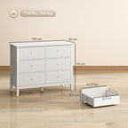 HOMCOM Fluted Dresser, 6 Drawer Chest of Drawers for Bedroom, Living Room, Hallway, Closet, White