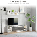 TV Cabinet with Wall Shelf for Wall-Mounted 65" TVs or Standing 40" TVs - White and Grey
