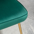 HOMCOM Shell Dining Chairs Set of 2, Upholstered Kitchen Chairs with Gold Metal Legs and Backrest, Velvet Fabric Lounge Leisure Chairs for Living Room, Reception Room, Green