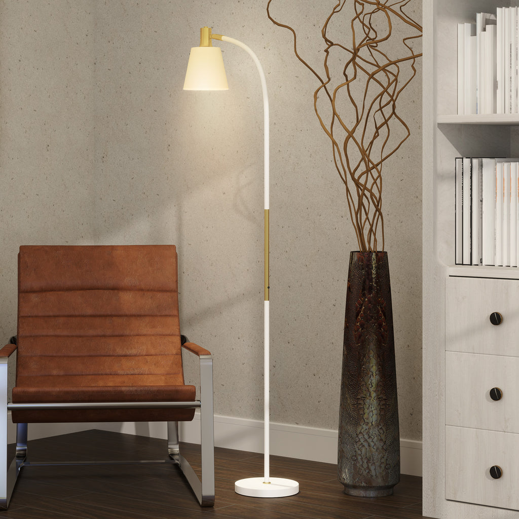 Floor Lamp for Living Room, Spotlight Reading Standing Lamp with Adjustable Height, Rocker on/off Switch, Indoor Task Lighting for Bedroom, Office,  White (Bulb not Included)