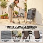 Outsunny 6 Piece Garden Dining Set with Umbrella, Patio Sets with Parasol, 4 Folding Dining Chairs, Dark Grey