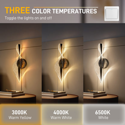 Led Wall Lamp 2 Pack, 13W Modern Indoor Spiral Wall Light, Colour Temperature Adjustable 3000K/4000K/6500K, for Bedroom, Living Room, Hallway, Stairs, Black