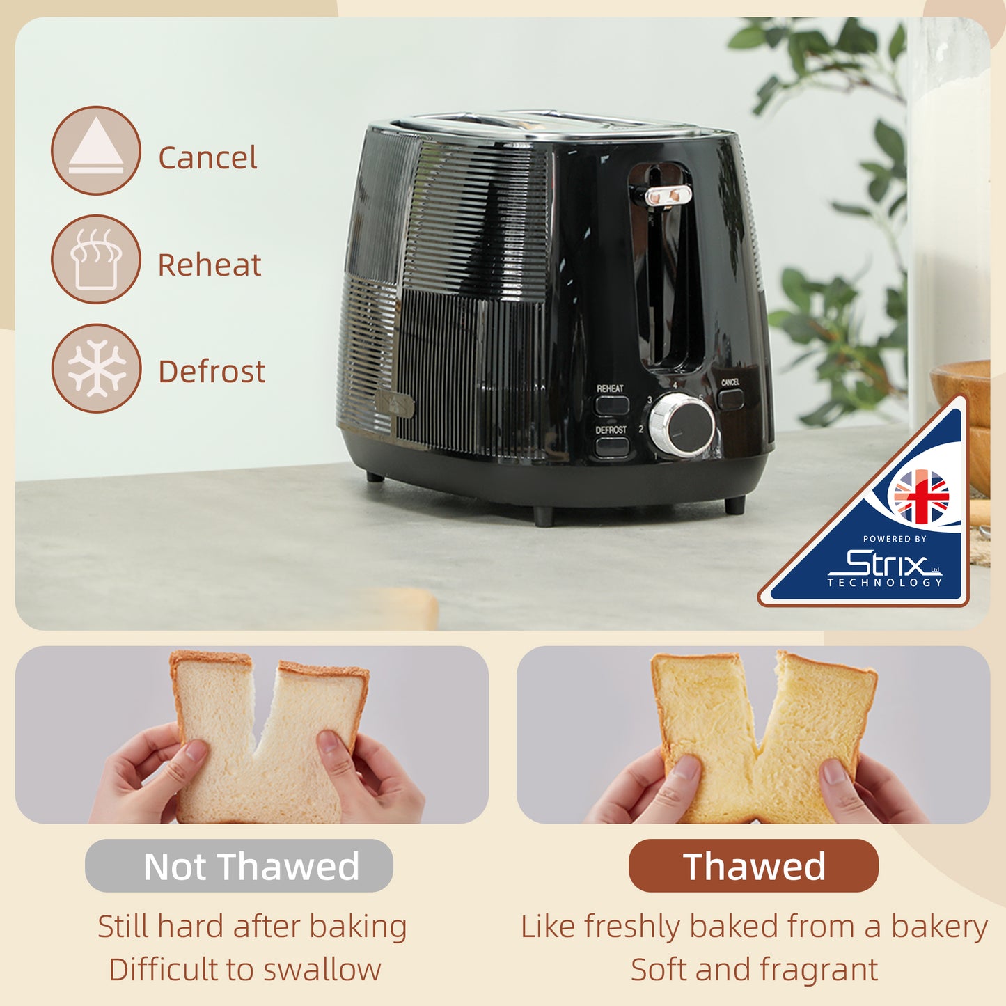 Kettle and Toaster Set, 1.7L 3000W Fast Boil Kettle & 2 Slice Toaster Kitchen Set with 7 Level Browning Controls, Defrost, Reheat, Boil-dry Protection, Black