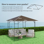Outsunny 3 x 3(m) Gazebo Canopy Replacement Cover, Garden Gazebo Roof Replacement with Drain Holes, Water-resistant Plastic Coating, 370g/?, UPF30+, TOP COVER ONLY, Brown