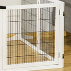 PawHut Wooden Pet Gate, Freestanding Dog Safety Barrier with 2 Support Feet, White