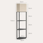 Corner Floor Lamp with Shelves, Tall Standing Lamps for Living Room, with Pull Chain Switch Bulb not Included, Black