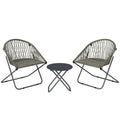 Outsunny Patio Bistro Set, Folding Patio Furniture Set with 2 Chairs and Table, Grey