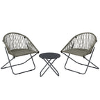 Outsunny Patio Bistro Set, Folding Patio Furniture Set with 2 Chairs and Table, Grey