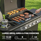 Outsunny 4+1 Burner Gas BBQ Grill with Storage Cabinet, 15.2 kW Gas Barbecue Trolley with Side Table, 4 Wheels, Warming Rack