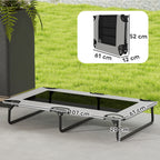 PawHut Portable Raised Dog Bed, Elevated Pet Cot with Breathable Mesh for Indoor Outdoor, for Large Dogs, Light Grey