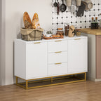 HOMCOM Sideboard with 3 Drawers and Adjustable Shelves for Living Room - White