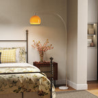 Floor Lamp for Living Room, Modern Standing Lamp with Shade & Foot Switch for Bedroom, Office, Orange