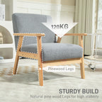 HOMCOM Modern Armchair, Sherpa Fleece Upholstered Accent Chair with Solid Wood Legs and Wide Seat, Padding Lounge Chair for Living Room Bedroom Office, Grey