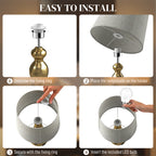 Set of Two Three-Colour Lamps, with USB Ports - Gold Tone
