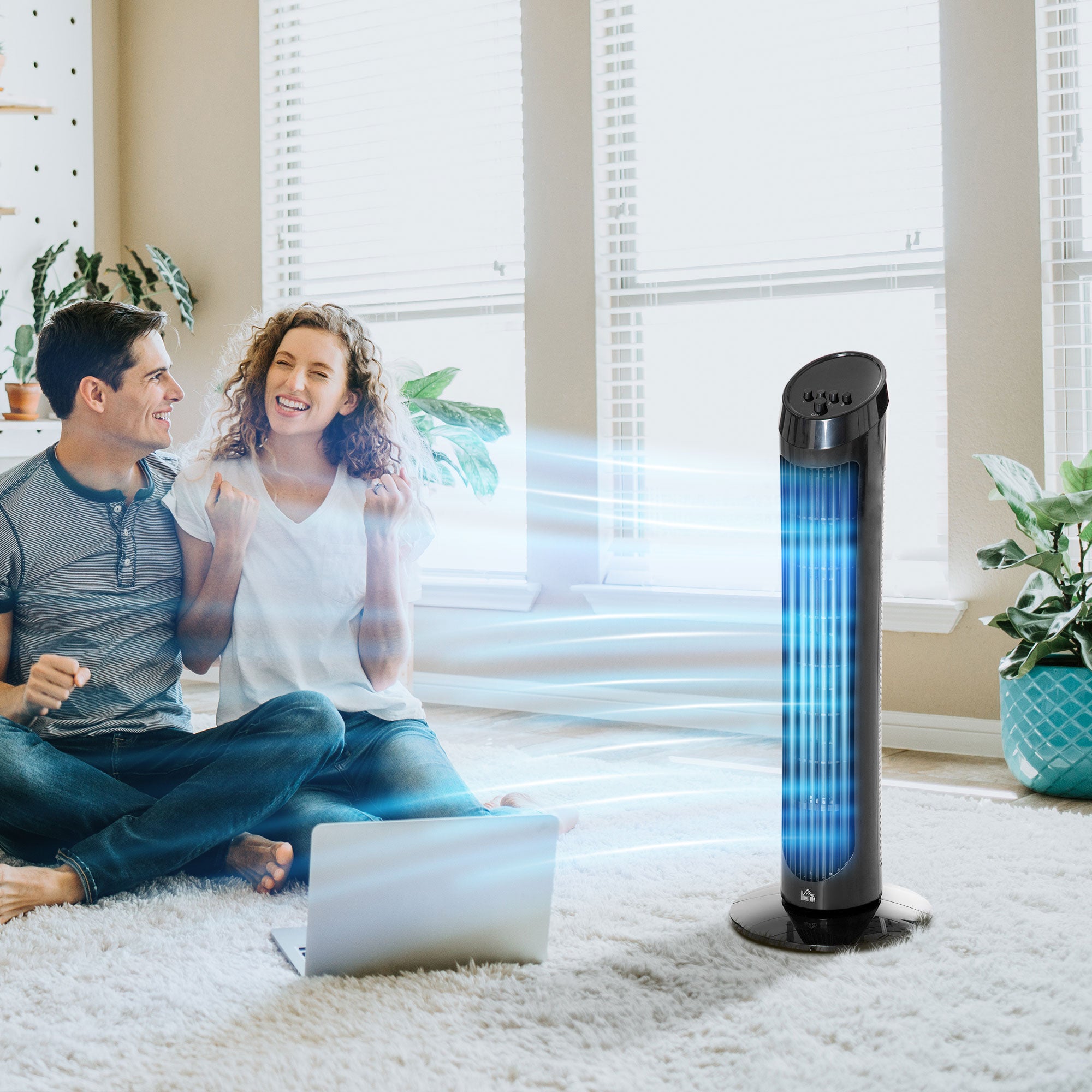 Tower Fan for Bedroom, 30 inch, 6 m/s Powerful Velocity, Standing Floor Fan with 70° Oscillating and 3 Speeds for Home Office Indoor, Black