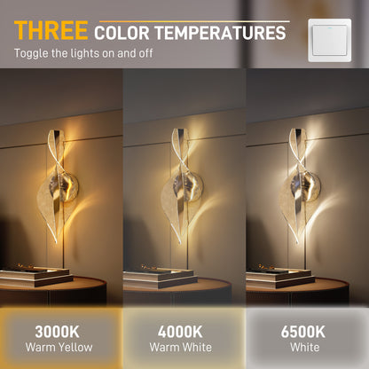 Led Wall Lamp 2 Pack, 13W Modern Indoor Spiral Wall Light, Colour Temperature Adjustable 3000K/4000K/6500K, for Bedroom, Living Room, Hallway, Stairs, Silver Tone