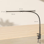 LED Desk Lamp with Clamp, Double Head Table Lamp with 3 Colour Modes & 10 Brightness Levels, Flexible Gooseneck Reading Desk Light with Timer and Memory Function for Study, Office, Work, Black