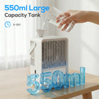 Portable Air Conditioner, 4-in-1 Mini Air Cooler with 3 Wind Speed, 2 Mist Mode, 7 Colour RGB Light, White