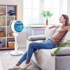 9'' Air Circulator Fan 3 Speed 3 Mode, 70° Oscillation 90° Vertical Tilt, Height Adjustable, Remote Controller, for Living Room, Bedroom, Office, Black and White