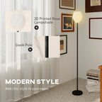 Flower Floor Lamp for Living Room, 3D Printed Modern Standing Lamp with Rose Shade & Foot Switch, Minimalist Tall Pole Lampshade for Bedroom, Office, E27 Holder without Bulb (25W Max), White