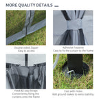 Outsunny 3m x 3m Hardtop Metal Frame Gazebo with 4 curtains, 100 kg Snow Load Capacity, Black