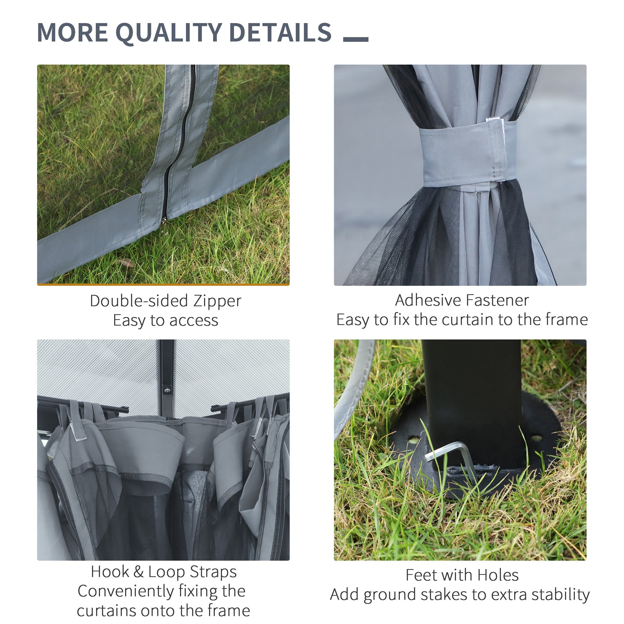 Outsunny 3m x 3m Hardtop Metal Frame Gazebo with 4 curtains, 100 kg Snow Load Capacity, Black