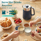Electric Stainless Steel Kettle and Toaster Set, 3000W 1.7L UK Strix Thermostat Dark Blue
