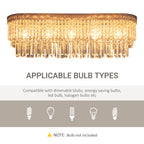 Modern Raindrop Crystal Chandelier, Round Rectangular hanging Ceiling Light, Linear Hanging Lighting with Stainless Steel Base, for Restaurant Kitchen Island Dining Room Hotel, Silver