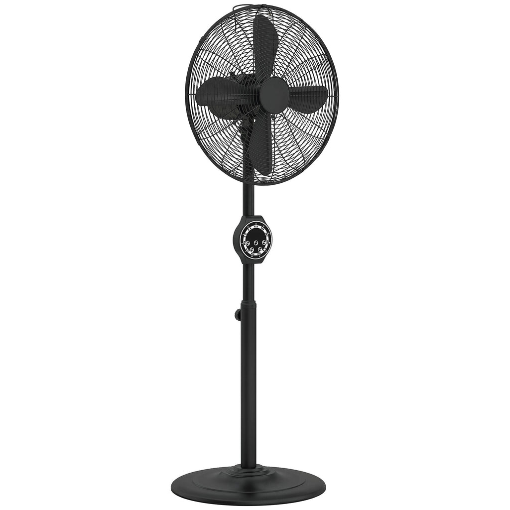 41 cm Metal Pedestal Fan with Oscillating, Adjustable Height Black